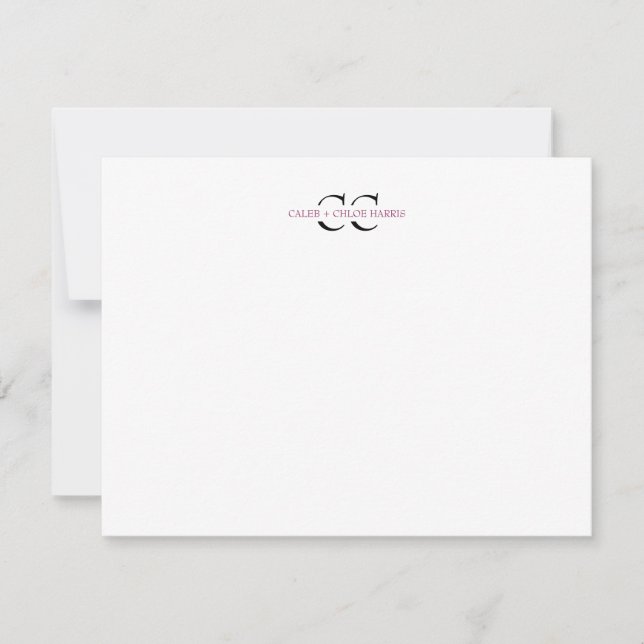2 Letter Monogram Couple Initials Wedding Burgundy Card (Front)