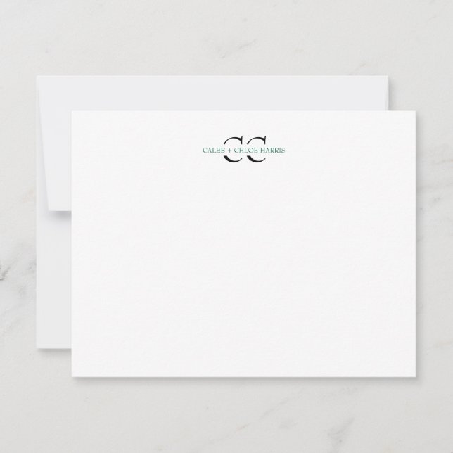 2 Letter Monogram Couple Initials Wedding Green Card (Front)