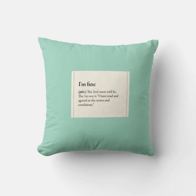 2 Lies and No Truths Throw Pillow (Front)