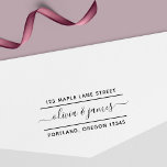 2 Lines Calligraphy Script Couple Return Address Self-inking Stamp<br><div class="desc">Trendy Calligraphy Script Rubber Stamp featuring names between two lines. It is easy to personalize; perfect for couples, weddings, engagements and newlyweds. Now you never have to write your address again. Personalize it by replacing the placeholder text with your name and address. For more options such as to change the...</div>