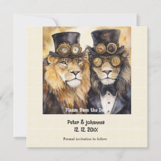 2 lions mâles steampunk Save the date
