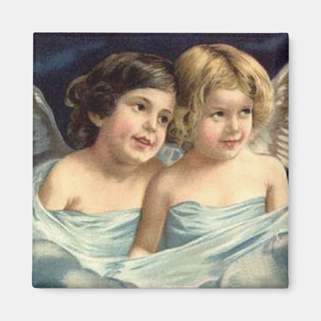 2 Little Angels Draped in Blue - Magnet (Front)