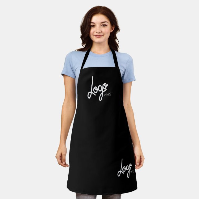 2 Logo Business Modern Black Apron (Worn)