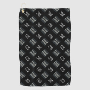 2 Logo's Diagonal Repeating Logo Black Golf Towel