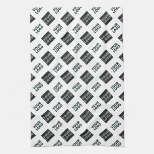 2 Logo's Diagonal Repeating Logo   White Kitchen Towel