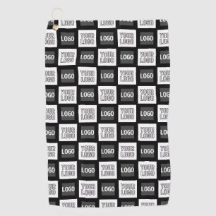 2 Logo's Simple Repeating Logo   Black Golf Towel