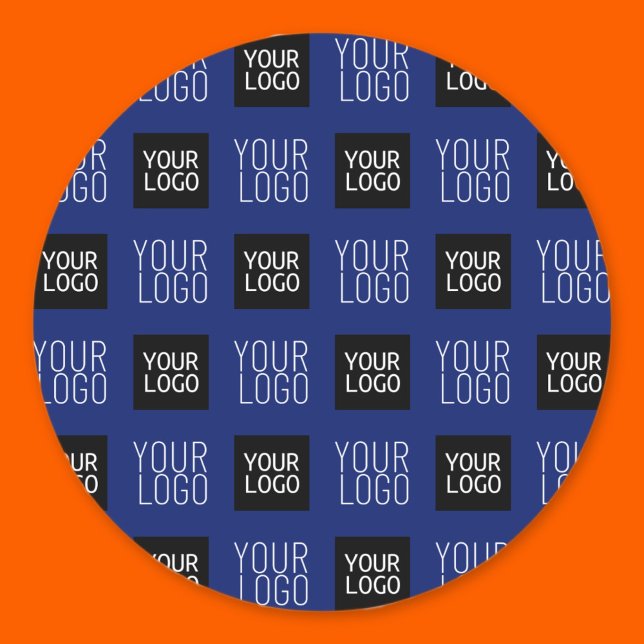 2 Logo's Simple Repeating Logo | Navy Blue Classic Round Sticker (Creator Uploaded)