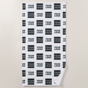 2 Logo's Simple Repeating Logo White Beach Towel