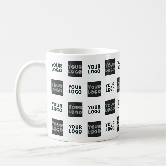 2 Logo's Simple Repeating Logo | White Coffee Mug (Left)