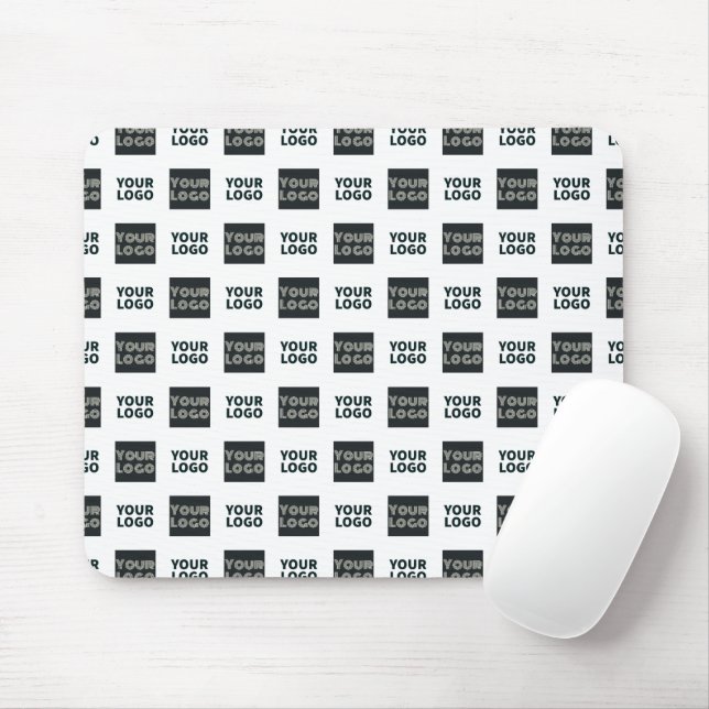 2 Logo's Simple Repeating Logo | White Mouse Pad (With Mouse)