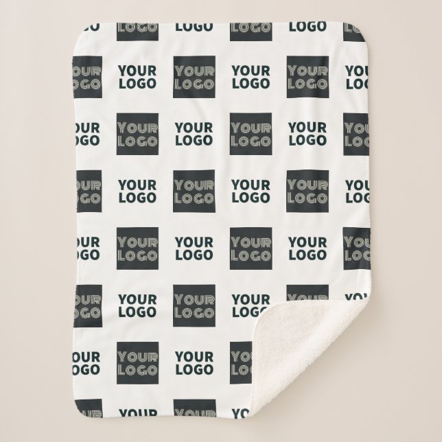 2 Logo's Simple Repeating Logo | White Sherpa Blanket (Front)