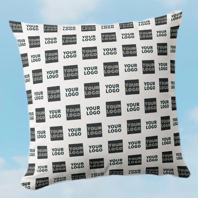 2 Logo's Simple Repeating Logo | White Throw Pillow (Creator Uploaded)
