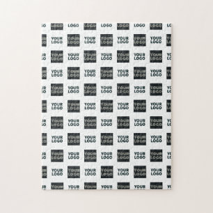2 Logos Simple Repeating Logos White Jigsaw Puzzle