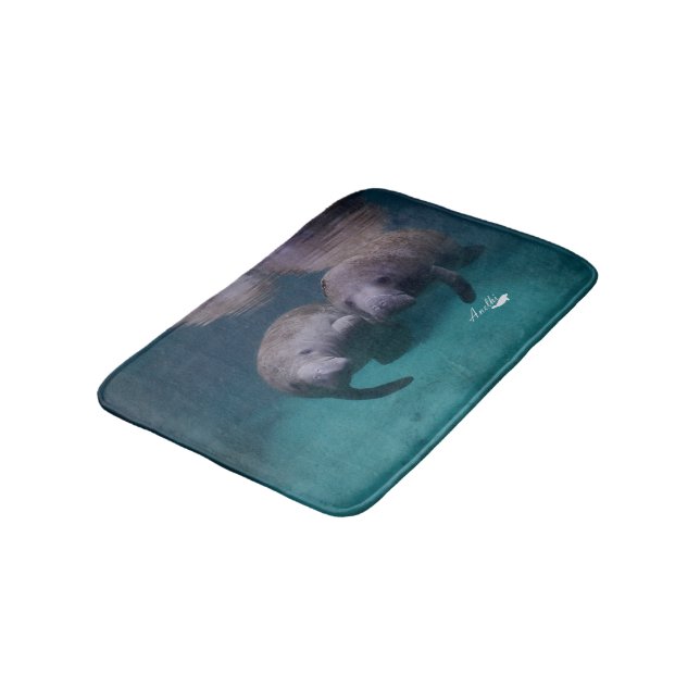 2 Manatee Friends bathroom mat (Angled)
