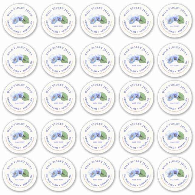 2" Mason Jar Lid Label Violet Jelly Vinyl (Front)