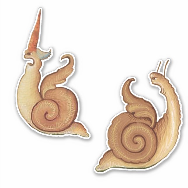 2 Medieval "Screaming Snails" Vinyl Stickers (Front)