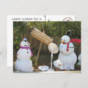 2 Melting Snowmen Christmas Postcard