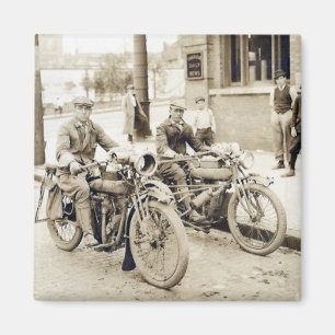 2 men on motorcycles magnet