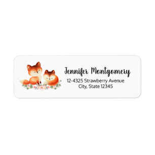2 mignons Petits Renards Rouges Aquarelle Adresse