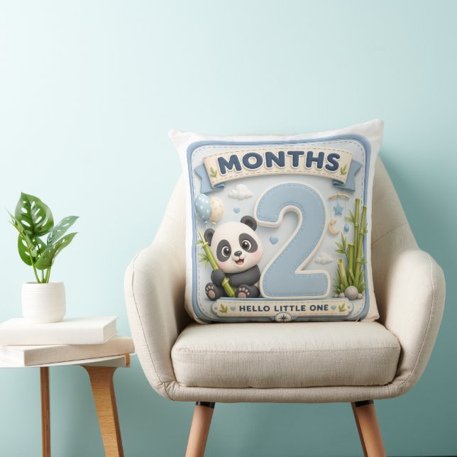 2 Month Baby Milestone World Adventure Throw Pillow (Chair)