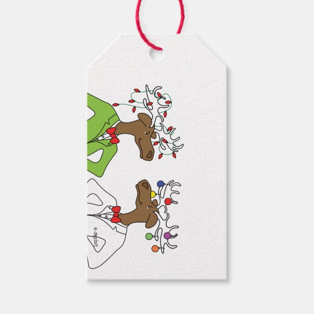 2 Moose Holiday Gift Tags (Front)