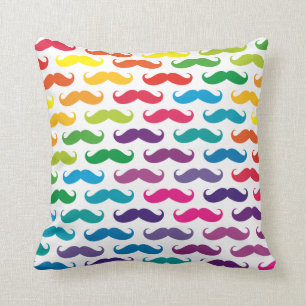 #2 Multicolored Moustache Patterned Throw Pillows