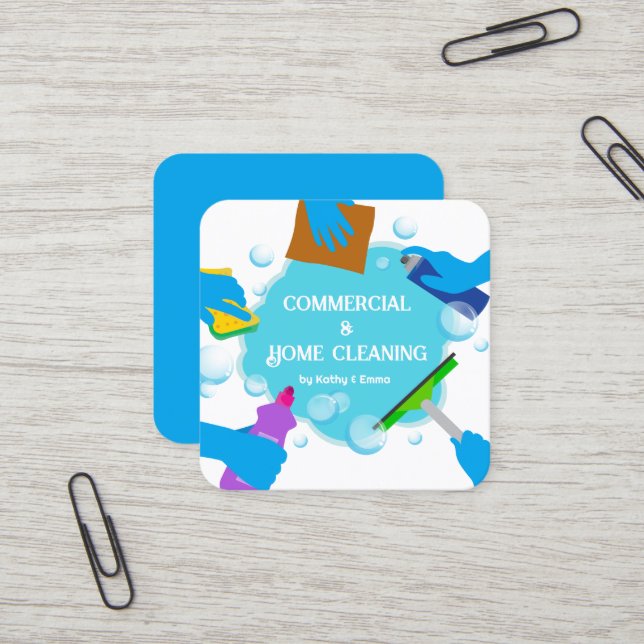 2 Multiple Names Cleaning Business Card (Front/Back In Situ)