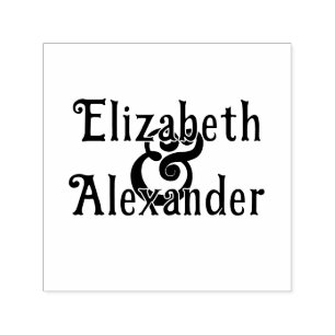 2 Names Over Simple Bold Ampersand #35 Wedding Self-inking Stamp