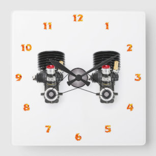2 Nitro Methane RC Motors Square Wall Clock