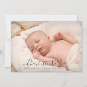 2 Nom de script photo Faire-part de naissance