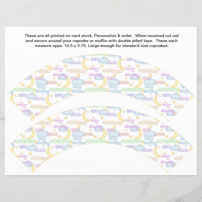 2 Nursery Baby Personalized Cupcake Wrappers (Front)