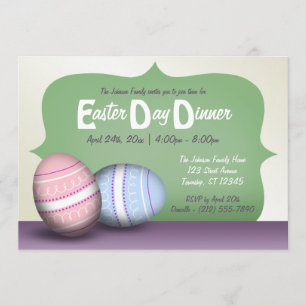 2 Oeufs décorés - Invitations pour le dîner de Pâq
