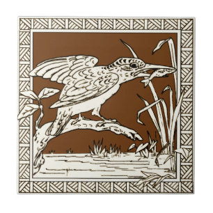 #2 of 12 Repro 1880s Minton Mocha Bird Series Tile