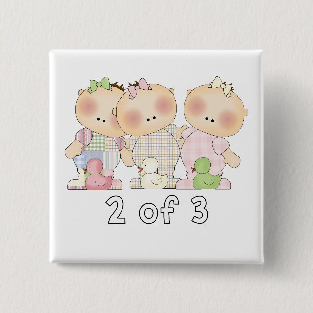 2 of 3 Triplet Cuties Inch Square Button (Front)
