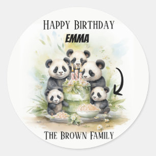 2 Parents 3 Kids - Watercolor Family Birthday Classic Round Sticker