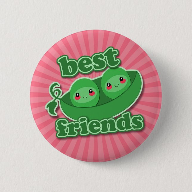 2 PEAS  BEST FRIENDS 2 INCH ROUND BUTTON (Front)