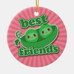 2 PEAS  BEST FRIENDS CERAMIC ORNAMENT