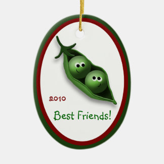 2 Peas in a Pod Oval Ceramic Christmas Ornament