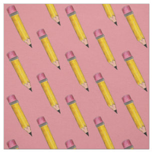 #2 Pencil Sharp Pink Yellow School English Teacher Fabric