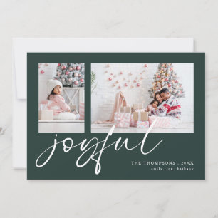 2 Photo 2026 Calendar Joyful Christmas Green Holiday Card