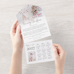 2 Photo 2027 Calender Christmas Newsletter All In One Invitation