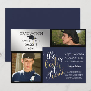 2 PHOTO and CHOOSE YOUR COLOR Blue Graduation Invitation