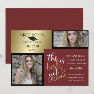 2 PHOTO and CHOOSE YOUR COLOR Burgundy Graduation Invitation