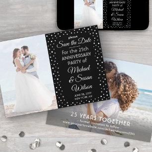 2 Photo ANY Anniversary Confetti Black and White Save The Date