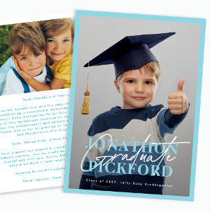 2 Photo ANY COLOR KINDERGARTEN Graduation Party Invitation