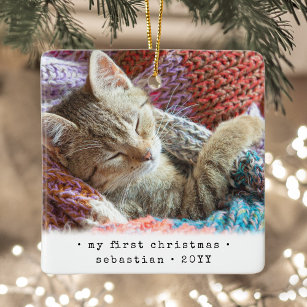 2 Photo Any Text My 1st Christmas Cat   Dog   Pet Ceramic Ornament