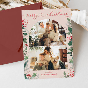 2 Photo Arch Boho Rose Joyeux Noël Carte
