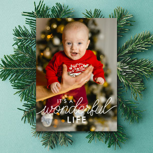 2 Photo Baby Announcement Wonderful Life Christmas