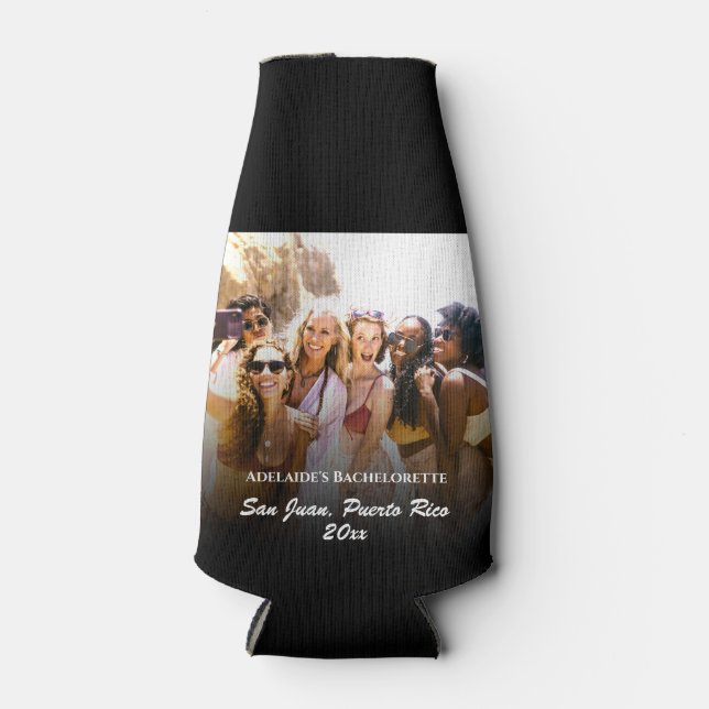 2 Photo Bachelorette Party Favour Personalized Bottle Cooler (Front)
