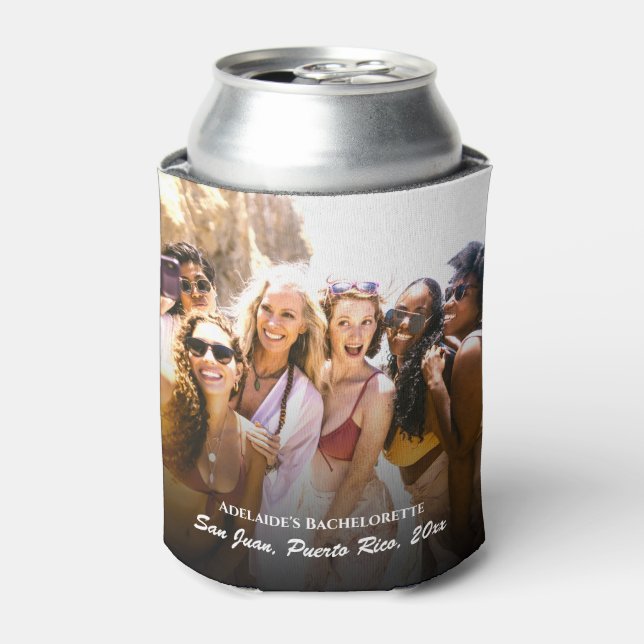 2 Photo Bachelorette Party Favour Personalized Can Cooler (Can Front)